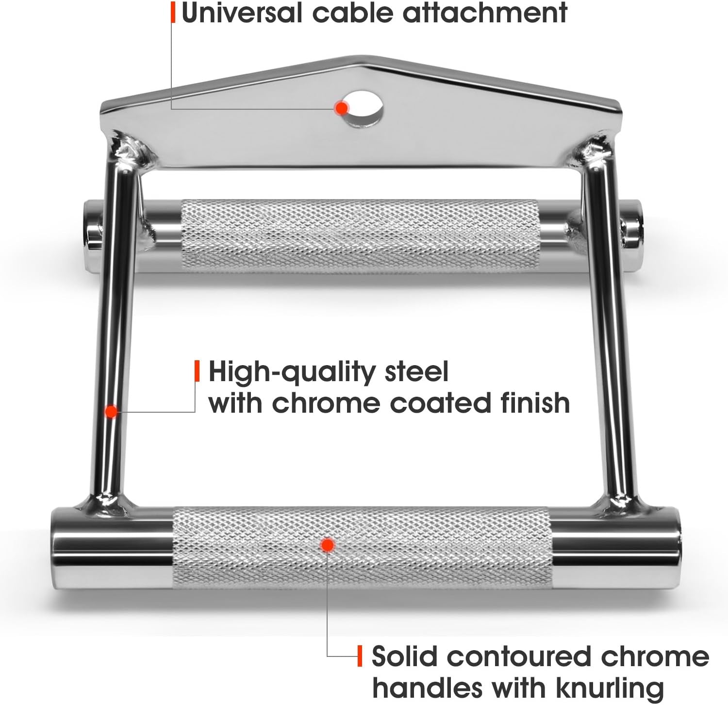 Double D Row Handle Cable Attachment for Weight Workout, Cable Machine Accessories for Home Gym, LAT Pull down V Bar with Capacity up to 880LBS