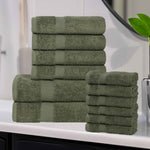 Superior Eco-Friendly Cotton Absorbent Assorted 12-Piece Towel Set