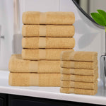 Superior Eco-Friendly Cotton Absorbent Assorted 12-Piece Towel Set