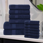 Superior Eco-Friendly Cotton Absorbent Assorted 12-Piece Towel Set