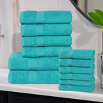 Superior Eco-Friendly Cotton Absorbent Assorted 12-Piece Towel Set