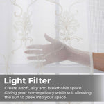 Embroidered Elegant Scroll Sheer Grommet Curtain Panel Set