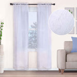 Embroidered Foliage Grommet Sheer Curtain Panel Set