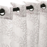 Embroidered Foliage Grommet Sheer Curtain Panel Set