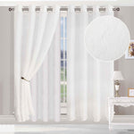 Embroidered Foliage Grommet Sheer Curtain Panel Set