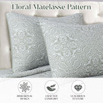 Superior Enzy Medium Weight Floral Matelasse Bedspread Pillow Sham Set