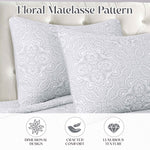 Superior Enzy Medium Weight Floral Matelasse Bedspread Pillow Sham Set
