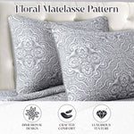 Superior Enzy Medium Weight Floral Matelasse Bedspread Pillow Sham Set