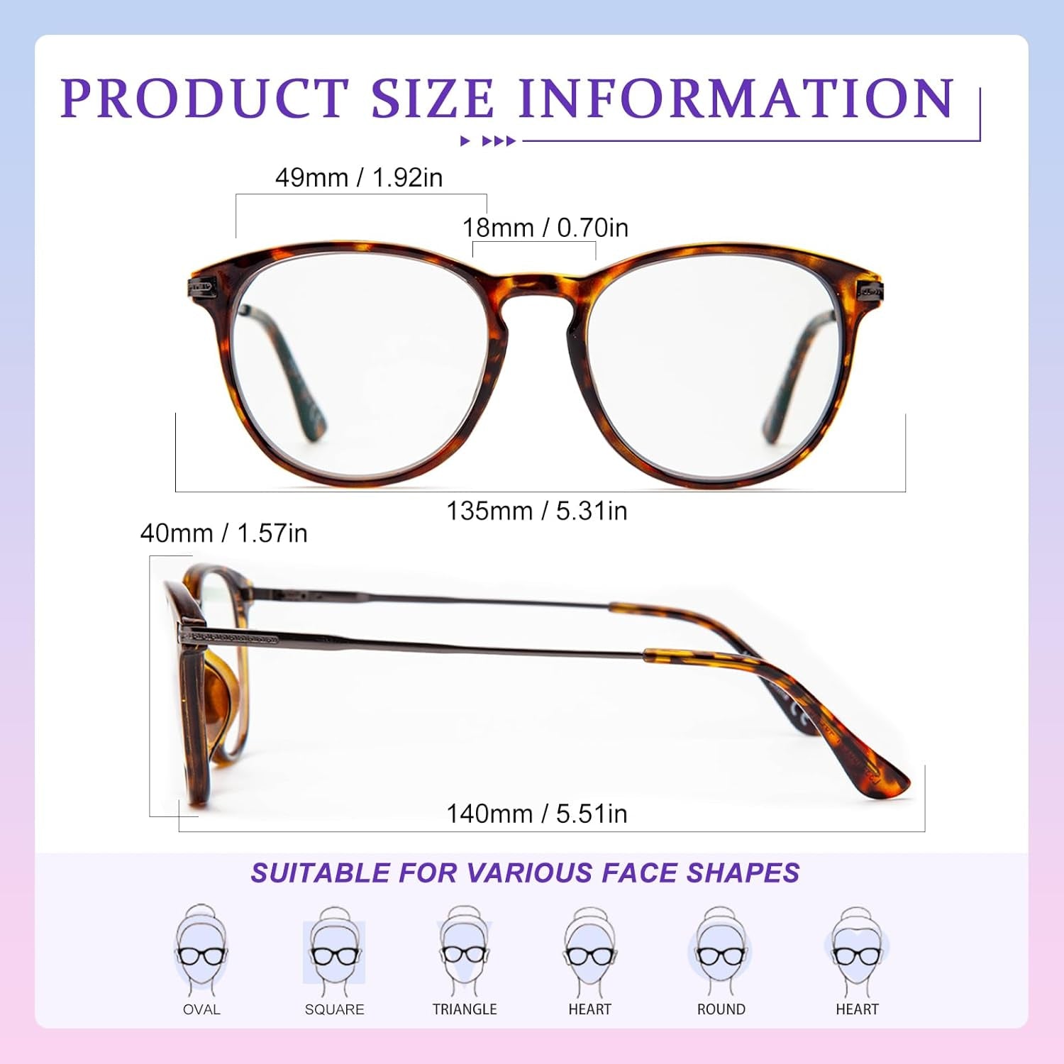 2 Pack Progressive Multifocal Reading Glasses Women No Line Bifocal Transition Readers Mid-Near Range 3Ft round Lens