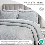 Floral Cotton Matelassé Bedspread Set Hibiscus Jacquard (3-Piece)