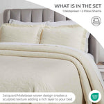 Floral Cotton Matelassé Bedspread Set Hibiscus Jacquard (3-Piece)