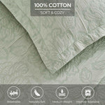 Floral Cotton Matelassé Bedspread Set Hibiscus Jacquard (3-Piece)