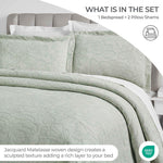 Floral Cotton Matelassé Bedspread Set Hibiscus Jacquard (3-Piece)