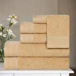 Superior Honeycomb Textured Border Cotton Luxury 6 Piece Towel Set