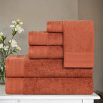 Superior Honeycomb Textured Border Cotton Luxury 6 Piece Towel Set