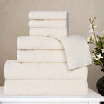 Superior Honeycomb Textured Border Cotton Luxury 8 Piece Towel Set