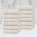 Superior Juno Cotton Blend Checkered Ribbed Face Towels Washcloths, Set of 12