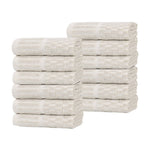 Superior Juno Cotton Blend Checkered Ribbed Face Towels Washcloths, Set of 12