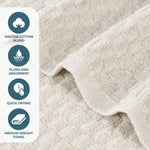 Superior Juno Cotton Blend Checkered Ribbed Face Towels Washcloths, Set of 12