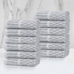 Superior Juno Cotton Blend Checkered Ribbed Face Towels Washcloths, Set of 12