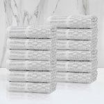 Superior Juno Cotton Blend Checkered Ribbed Face Towels Washcloths, Set of 12