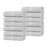 Superior Juno Cotton Blend Checkered Ribbed Face Towels Washcloths, Set of 12