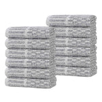 Superior Juno Cotton Blend Checkered Ribbed Face Towels Washcloths, Set of 12