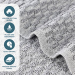 Superior Juno Cotton Blend Checkered Ribbed Face Towels Washcloths, Set of 12