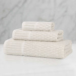 Superior Juno Cotton Blend Checkered Ribbed Border 3 Piece Towel Set