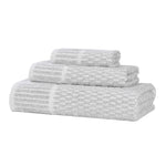 Superior Juno Cotton Blend Checkered Ribbed Border 3 Piece Towel Set