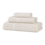 Superior Juno Cotton Blend Checkered Ribbed Border 3 Piece Towel Set