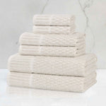 Superior Juno Cotton Blend Checkered Ribbed Border 6 Piece Towel Set