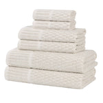Superior Juno Cotton Blend Checkered Ribbed Border 6 Piece Towel Set