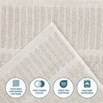 Superior Juno Cotton Blend Checkered Ribbed Border 6 Piece Towel Set