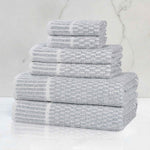 Superior Juno Cotton Blend Checkered Ribbed Border 6 Piece Towel Set
