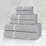 Superior Juno Cotton Blend Checkered Ribbed Border 6 Piece Towel Set