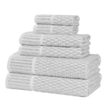 Superior Juno Cotton Blend Checkered Ribbed Border 6 Piece Towel Set