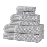 Superior Juno Cotton Blend Checkered Ribbed Border 6 Piece Towel Set