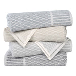 Superior Juno Cotton Blend Checkered Ribbed Border 6 Piece Towel Set