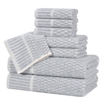 Superior Juno Cotton Blend Checkered Ribbed Border 8 Piece Towel Set