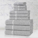 Superior Juno Cotton Blend Checkered Ribbed Border 9 Piece Towel Set