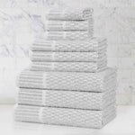 Superior Juno Cotton Blend Checkered Ribbed Border 9 Piece Towel Set