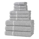 Superior Juno Cotton Blend Checkered Ribbed Border 9 Piece Towel Set