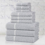 Superior Juno Cotton Blend Checkered Ribbed Border 9 Piece Towel Set