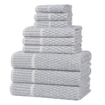 Superior Juno Cotton Blend Checkered Ribbed Border 9 Piece Towel Set