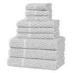 Superior Juno Cotton Blend Checkered Ribbed Border 9 Piece Towel Set
