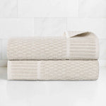 Cotton Blend Textured Checkered Bath Towel Set of 2