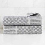 Cotton Blend Textured Checkered Bath Towel Set of 2