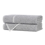 Cotton Blend Textured Checkered Bath Towel Set of 2