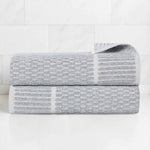 Cotton Blend Textured Checkered Bath Towel Set of 2